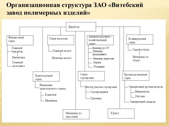 Организационная структура ЗАО «Витебский завод полимерных изделий»