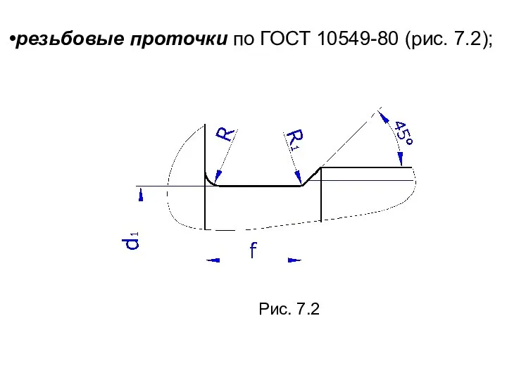 Рис. 7.2 резьбовые проточки по ГОСТ 10549-80 (рис. 7.2);