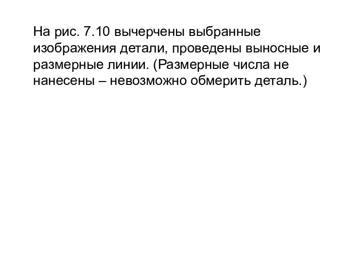 На рис. 7.10 вычерчены выбранные изображения детали, проведены выносные и размерные