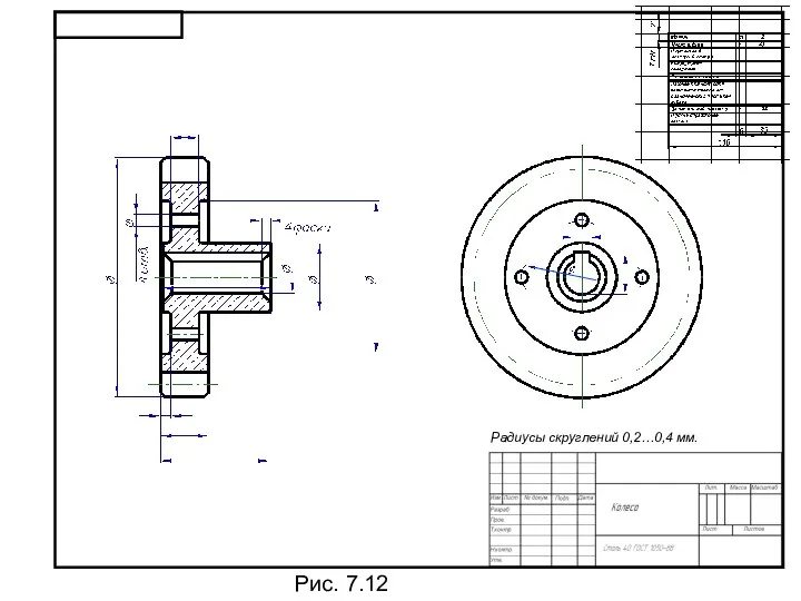 Рис. 7.12 Радиусы скруглений 0,2…0,4 мм.