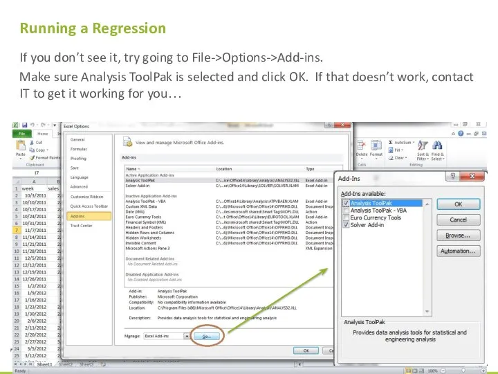 Running a Regression If you don’t see it, try going to