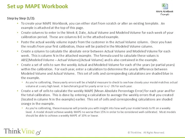 Set up MAPE Workbook Step by Step (1/2): To create your