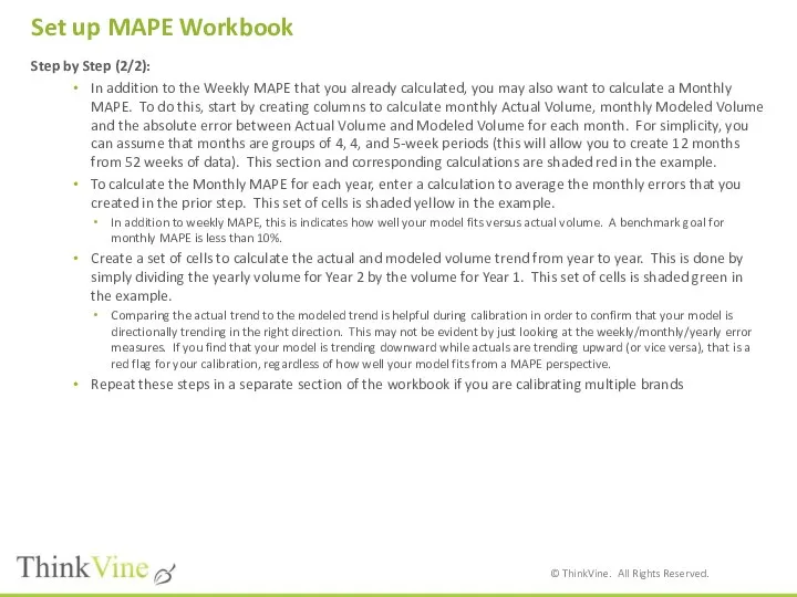 Set up MAPE Workbook Step by Step (2/2): In addition to