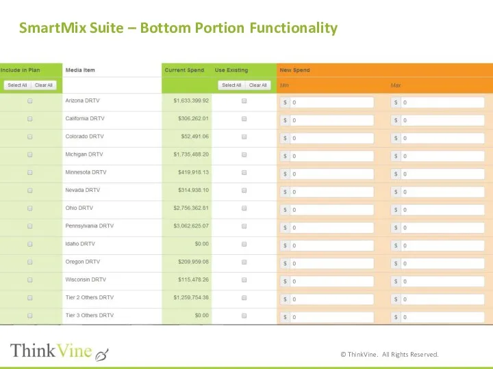 SmartMix Suite – Bottom Portion Functionality