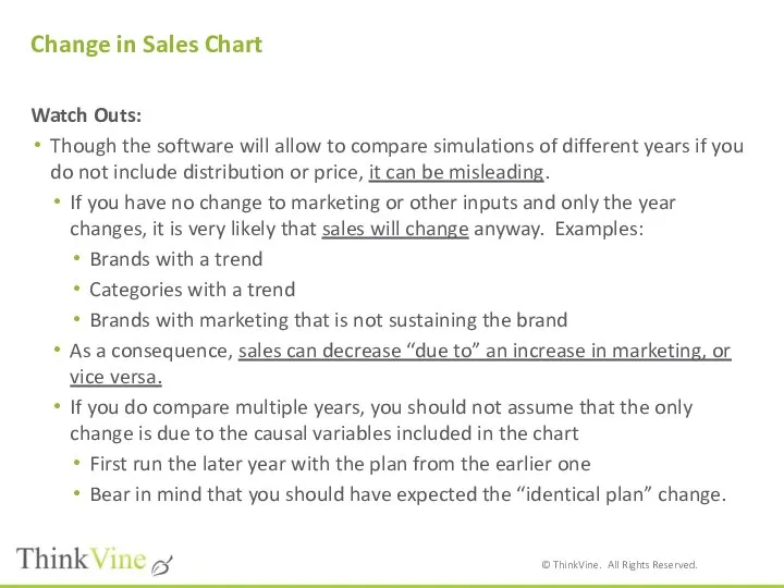 Change in Sales Chart Watch Outs: Though the software will allow