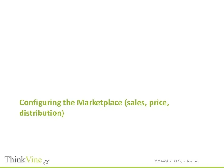 Configuring the Marketplace (sales, price, distribution)