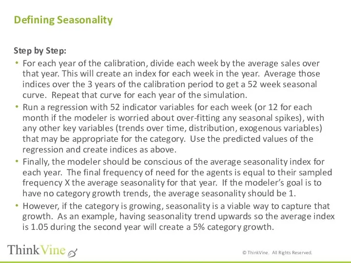 Defining Seasonality Step by Step: For each year of the calibration,