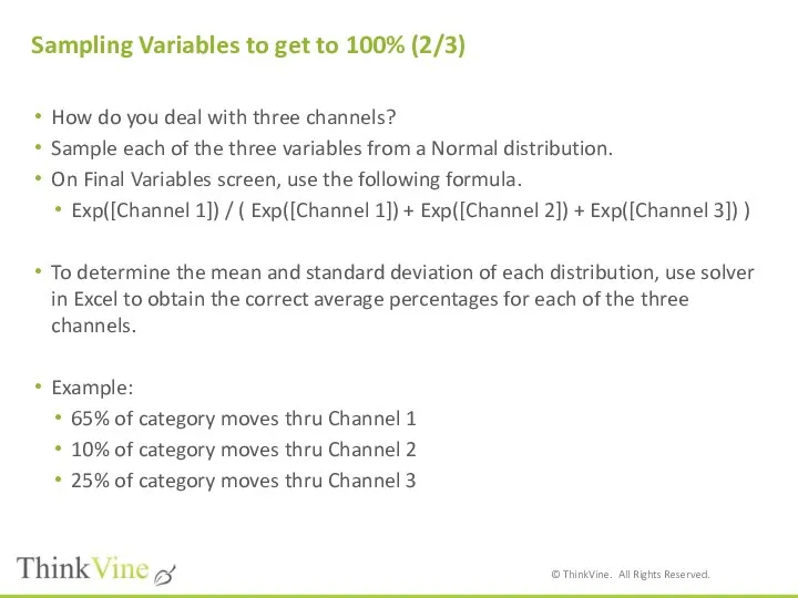 Sampling Variables to get to 100% (2/3) How do you deal