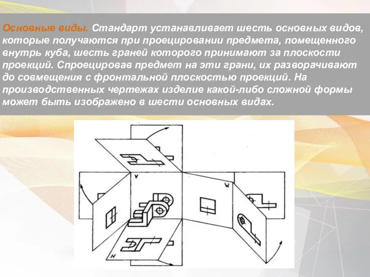 Основные виды. Стандарт устанавливает шесть основных ви­дов, которые получаются при проецировании