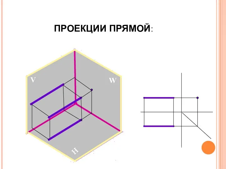 H V W ПРОЕКЦИИ ПРЯМОЙ: