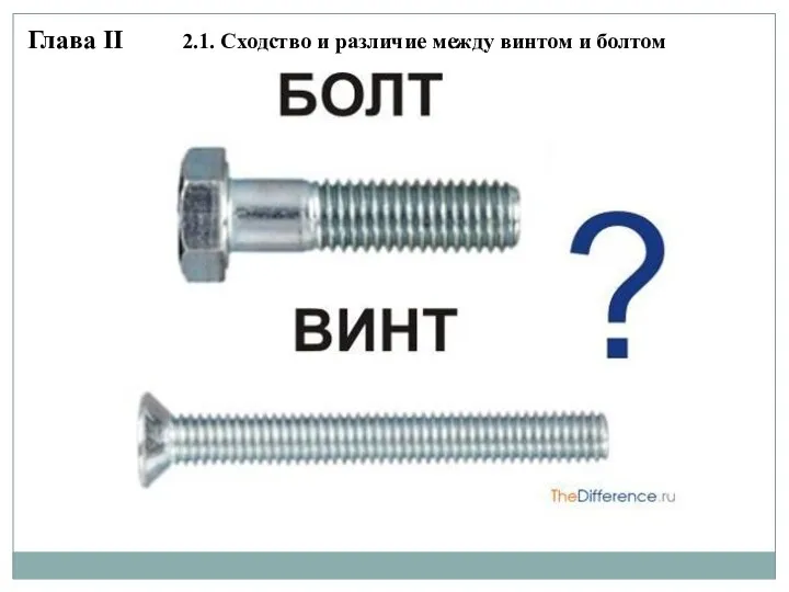 Глава II 2.1. Сходство и различие между винтом и болтом