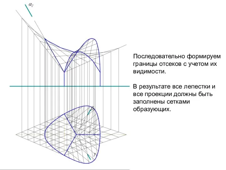 Последовательно формируем границы отсеков с учетом их видимости. В результате все