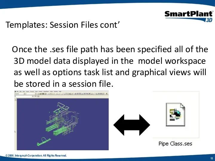 © 2006. Intergraph Corporation. All Rights Reserved. Templates: Session Files cont’