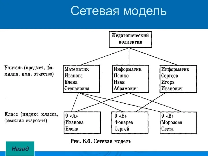 Сетевая модель Назад