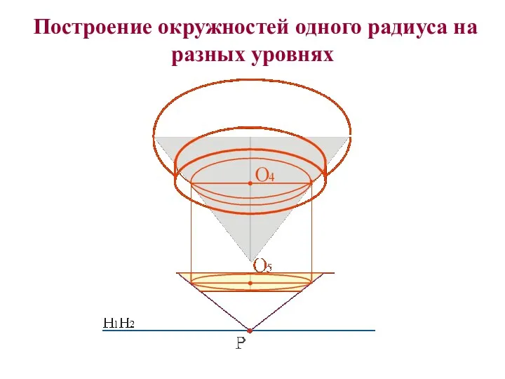 Построение окружностей одного радиуса на разных уровнях