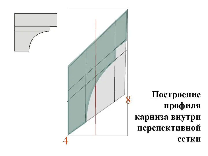 Построение профиля карниза внутри перспективной сетки