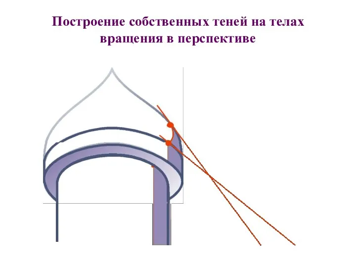 Построение собственных теней на телах вращения в перспективе