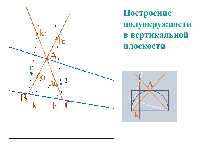 Построение полуокружности в вертикальной плоскости