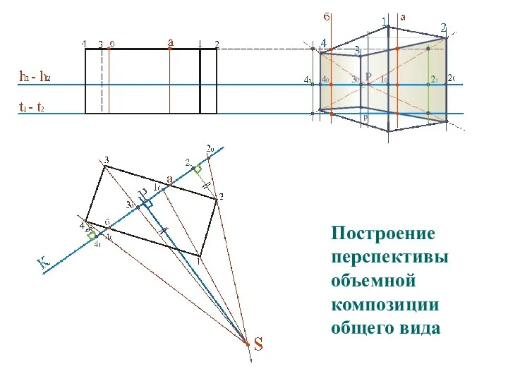 Построение перспективы объемной композиции общего вида