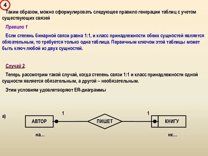 Таким образом, можно сформулировать следующее правило генерации таблиц с учетом существующих