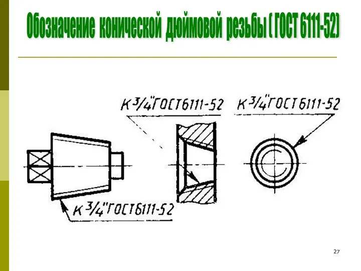 Обозначение конической дюймовой резьбы ( ГОСТ 6111-52)