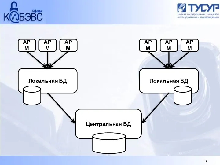 АРМ АРМ АРМ АРМ АРМ АРМ Локальная БД Локальная БД Центральная БД