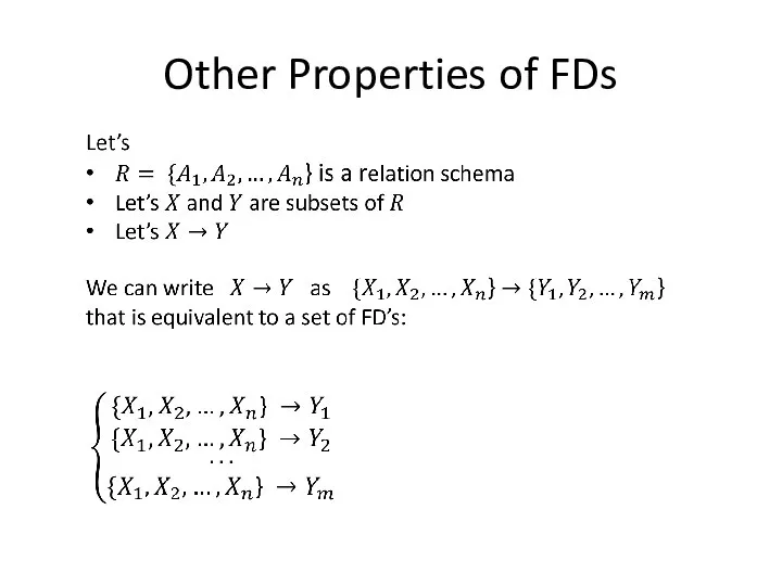 Other Properties of FDs