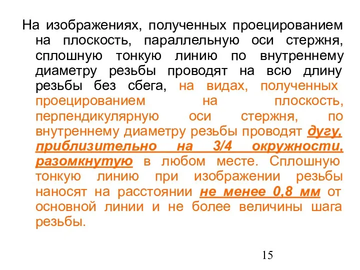 На изображениях, полученных проецированием на плоскость, параллельную оси стержня, сплошную тонкую