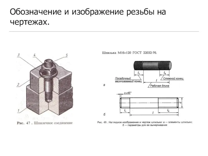 Обозначение и изображение резьбы на чертежах.