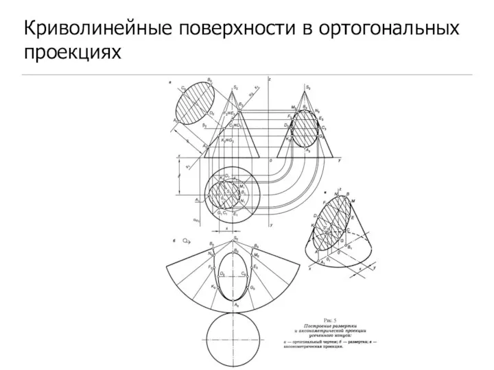 Криволинейные поверхности в ортогональных проекциях