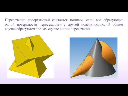 Пересечение поверхностей считается полным, если все образующие одной поверхности пересекаются с