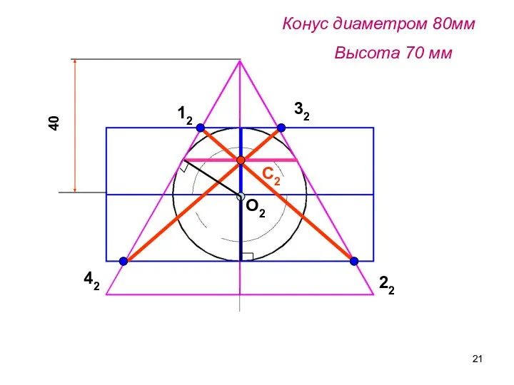 Конус диаметром 80мм Высота 70 мм 40 С2 12 22 32 42 О2