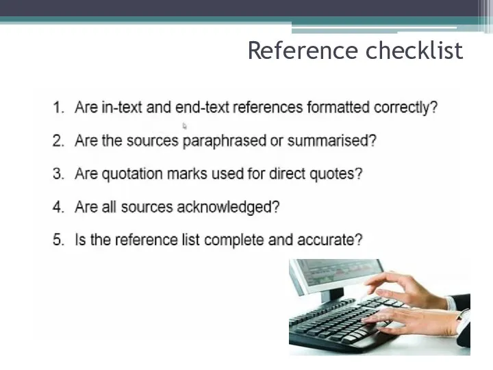 Reference checklist