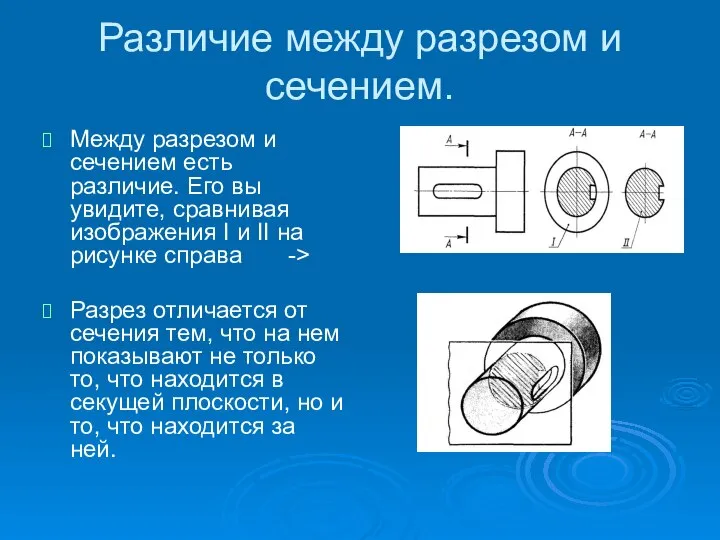 Различие между разрезом и сечением. Между разрезом и сечением есть различие.