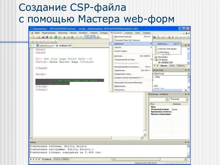 Создание CSP-файла с помощью Мастера web-форм