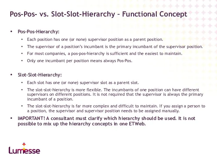 Pos-Pos-Hierarchy: Each position has one (or none) supervisor position as a