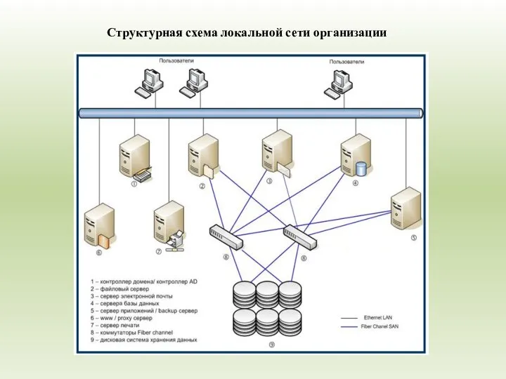 Структурная схема локальной сети организации