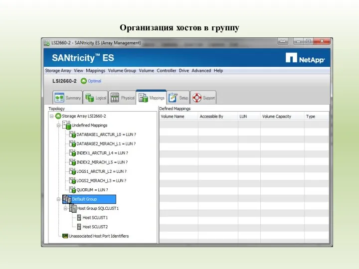 Организация хостов в группу