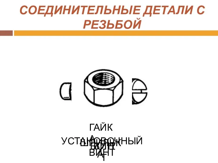 СОЕДИНИТЕЛЬНЫЕ ДЕТАЛИ С РЕЗЬБОЙ БОЛТ ВИНТ ШПИЛЬКА УСТАНОВОЧНЫЙ ВИНТ ГАЙКА