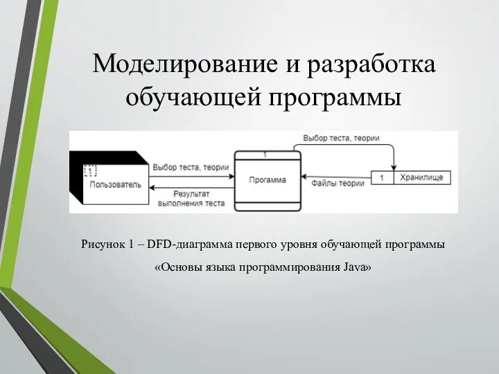 Моделирование и разработка обучающей программы Рисунок 1 – DFD-диаграмма первого уровня