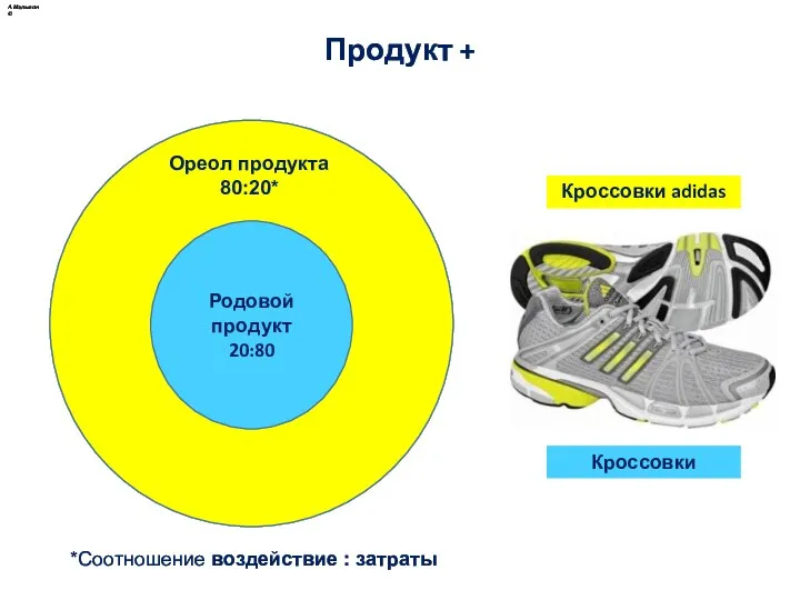 Родовой продукт 20:80 Ореол продукта 80:20* Продукт + *Соотношение воздействие :