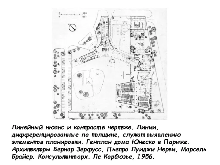 Линейный нюанс и контраст в чертеже. Линии, дифференцированные по толщине, служат