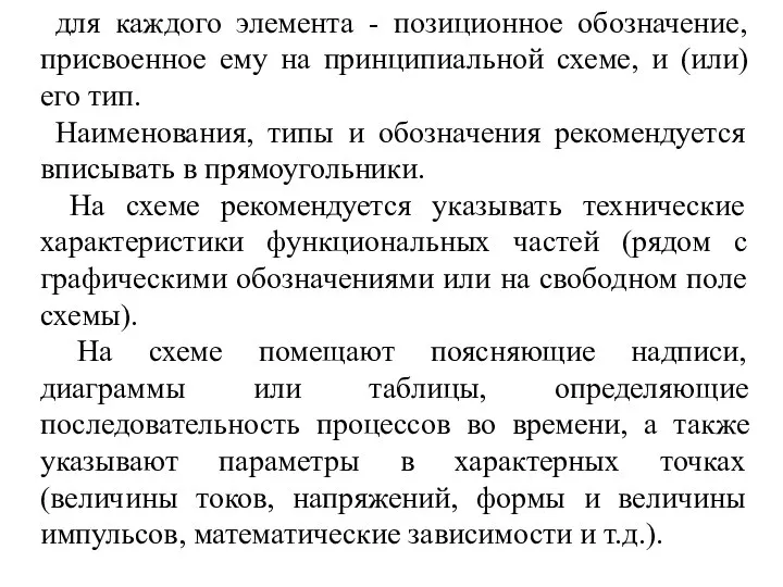 для каждого элемента - позиционное обозначение, присвоенное ему на принципиальной схеме,