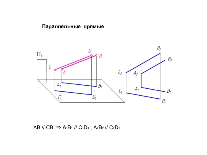 Параллельные прямые АВ // СВ ⇒ А1В1 // С1D1 ; А2В2 // С2D2