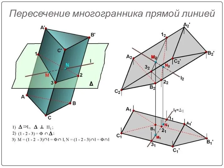 Пересечение многогранника прямой линией