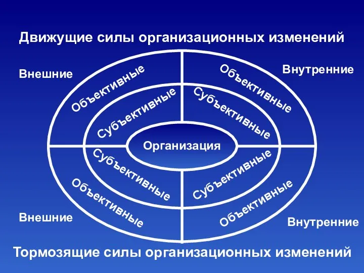 Внешние Внешние Внутренние Внутренние Организация Субъективные Субъективные Субъективные Субъективные Объективные Объективные