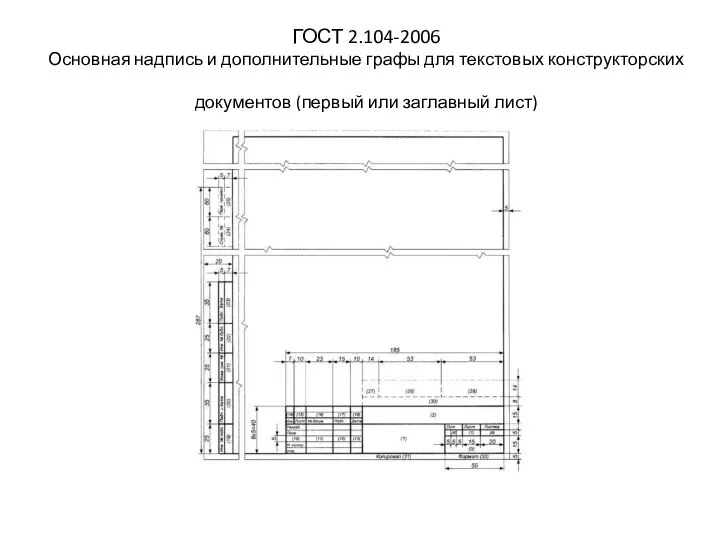 ГОСТ 2.104-2006 Основная надпись и дополнительные графы для текстовых конструкторских документов (первый или заглавный лист)