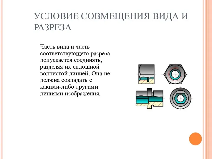 УСЛОВИЕ СОВМЕЩЕНИЯ ВИДА И РАЗРЕЗА Часть вида и часть соответствующего разреза