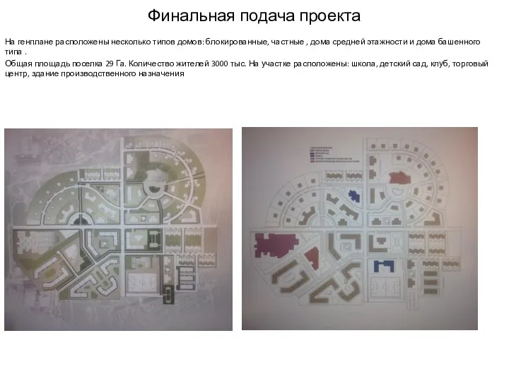 Финальная подача проекта На генплане расположены несколько типов домов: блокированные, частные