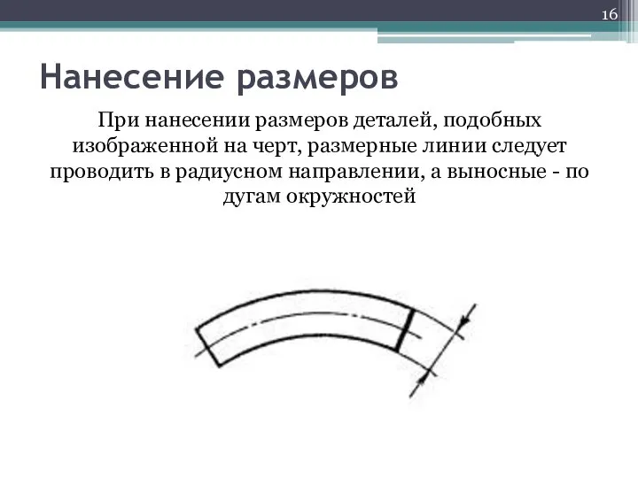 Нанесение размеров При нанесении размеров деталей, подобных изображенной на черт, размерные